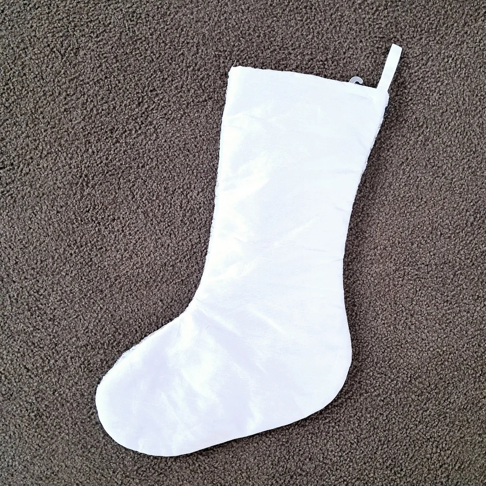 Rachel Zoe White Beaded Jeweled Christmas Holiday Stocking 22